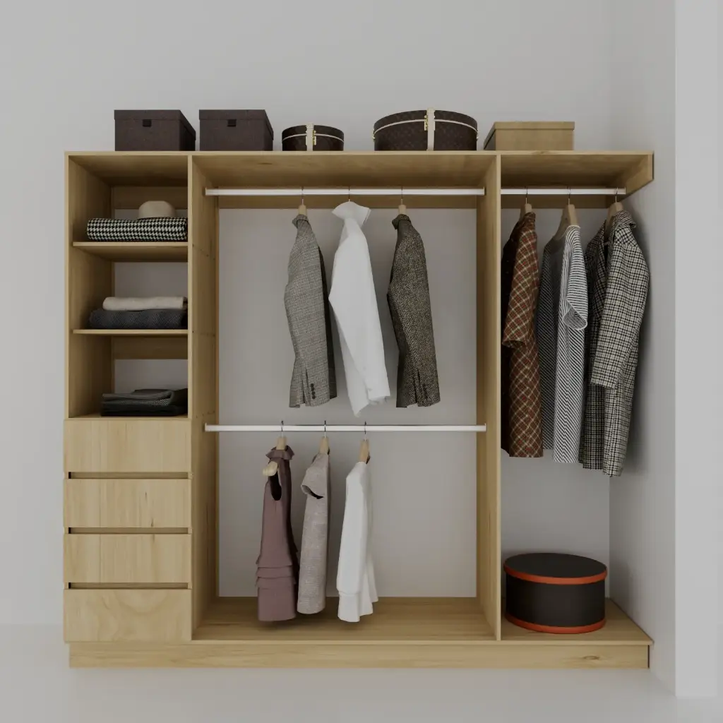 FLEX CAJONES 1700-2300  IZQ - CLOSET SIN PUERTAS 1 TORRE DE CAJONES, COLGADO DOBLE, COLGADO DE LARGOS (MIN=1700, MAX=2300) IZQUIERDO 