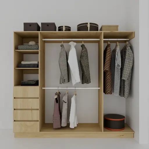 FLEX CAJONES 1700-2300  IZQ - CLOSET SIN PUERTAS 1 TORRE DE CAJONES, COLGADO DOBLE, COLGADO DE LARGOS (MIN=1700, MAX=2300) IZQUIERDO 