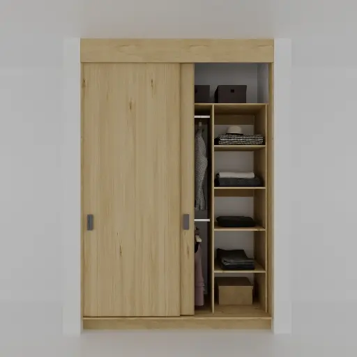 MODULA ENTREPAÑOS 1300-1700 DER - CLOSET PUERTAS CORREDIZAS 1 TORRE DE ENTREPAÑOS, COLGADO DOBLE (MIN= 1300, MAX=1700) DERECHO