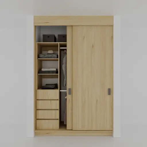 MODULA CAJONES 1300-1700 IZQ - CLOSET PUERTAS CORREDIZAS 1 TORRE DE CAJONES, COLGADO DOBLE (MIN=1300, MAX=1700) IZQUIERDO 