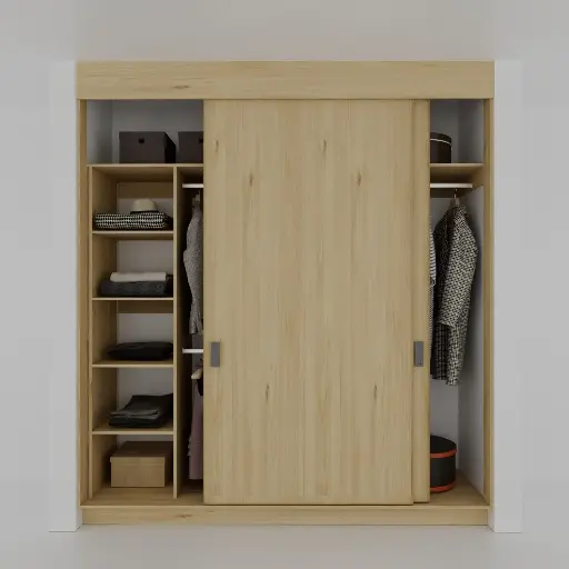 MODULA ENTREPAÑOS 1450-2300 IZQ - CLOSET PUERTAS CORREDIZAS 1 TORRE DE ENTREPAÑOS, COLGADO DOBLE, COLGADO DE LARGOS (MIN= 1450, MAX=2300) IZQUIERDO 