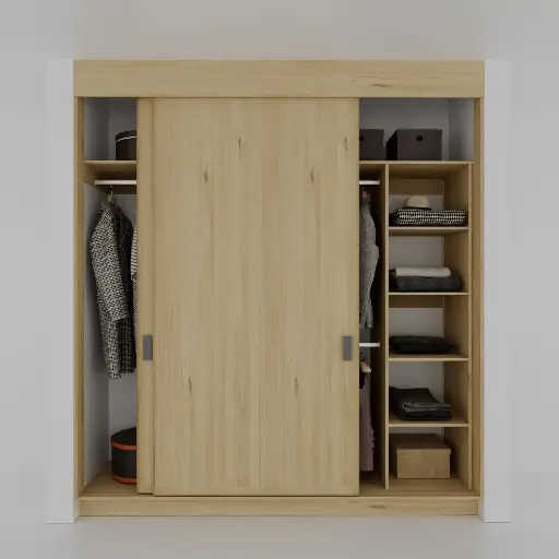MODULA ENTREPAÑOS 1450-2300 DER - CLOSET PUERTAS CORREDIZAS 1 TORRE DE ENTREPAÑOS, COLGADO DOBLE, COLGADO DE LARGOS (MIN= 1450, MAX=2300) DERECHO